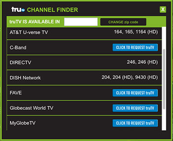 truTV Channel Finder